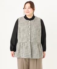 OLJDA01169 eur3(エウルキューブ) 【大きいサイズ】ツイードペプラムジレ ブラック(94)