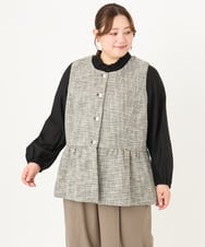 OLJDA01169 eur3(エウルキューブ) 【大きいサイズ】ツイードペプラムジレ ブラック(94)