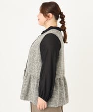 OLJDA01169 eur3(エウルキューブ) 【大きいサイズ】ツイードペプラムジレ ブラック(94)