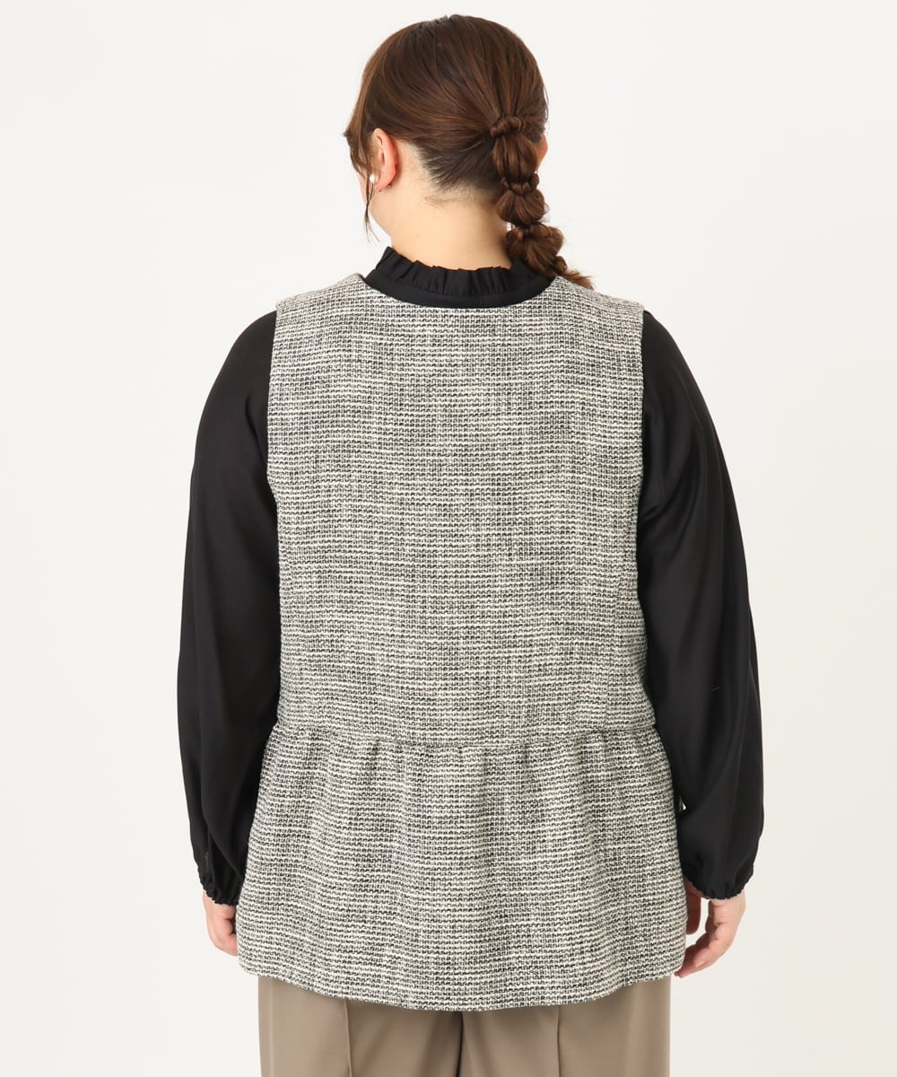 OLJDA01169 eur3(エウルキューブ) 【大きいサイズ】ツイードペプラムジレ ブラック(94)