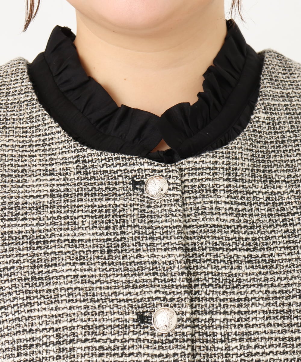 OLJDA01169 eur3(エウルキューブ) 【大きいサイズ】ツイードペプラムジレ ブラック(94)