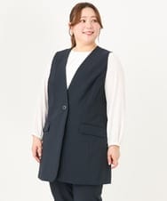 OLJDA02159 eur3(エウルキューブ) 【大きいサイズ/セットアップ対応】WクロスストレッチVネックジレ ネイビー(57)