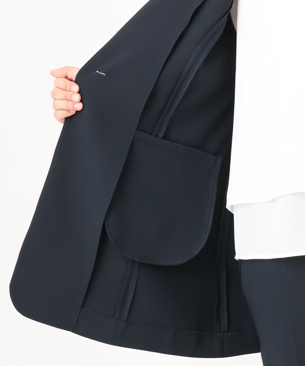 OLJDA02159 eur3(エウルキューブ) 【大きいサイズ/セットアップ対応】WクロスストレッチVネックジレ ネイビー(57)