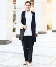 OLJDA02159 eur3(エウルキューブ) 【大きいサイズ/セットアップ対応】WクロスストレッチVネックジレ ネイビー(57)