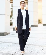 OLJDA02159 eur3(エウルキューブ) 【大きいサイズ/セットアップ対応】WクロスストレッチVネックジレ ネイビー(57)