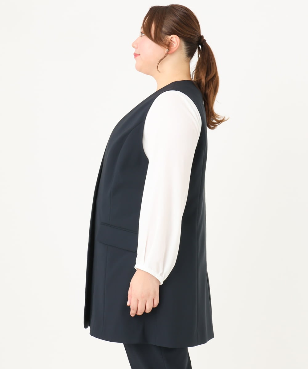 OLJDA02159 eur3(エウルキューブ) 【大きいサイズ/セットアップ対応】WクロスストレッチVネックジレ ネイビー(57)