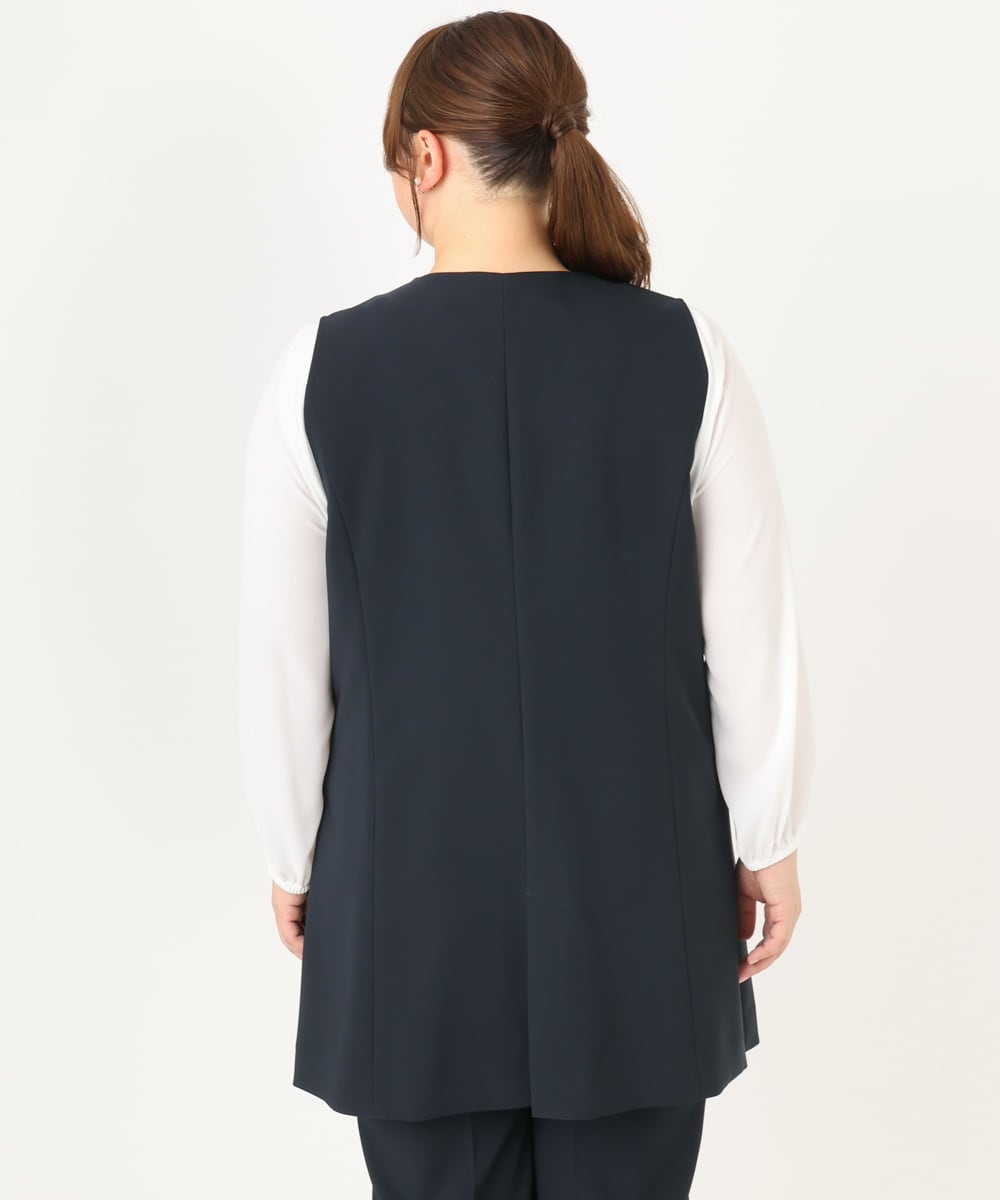 OLJDA02159 eur3(エウルキューブ) 【大きいサイズ/セットアップ対応】WクロスストレッチVネックジレ ネイビー(57)