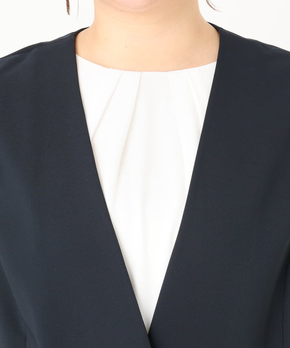 OLJDA02159 eur3(エウルキューブ) 【大きいサイズ/セットアップ対応】WクロスストレッチVネックジレ ネイビー(57)