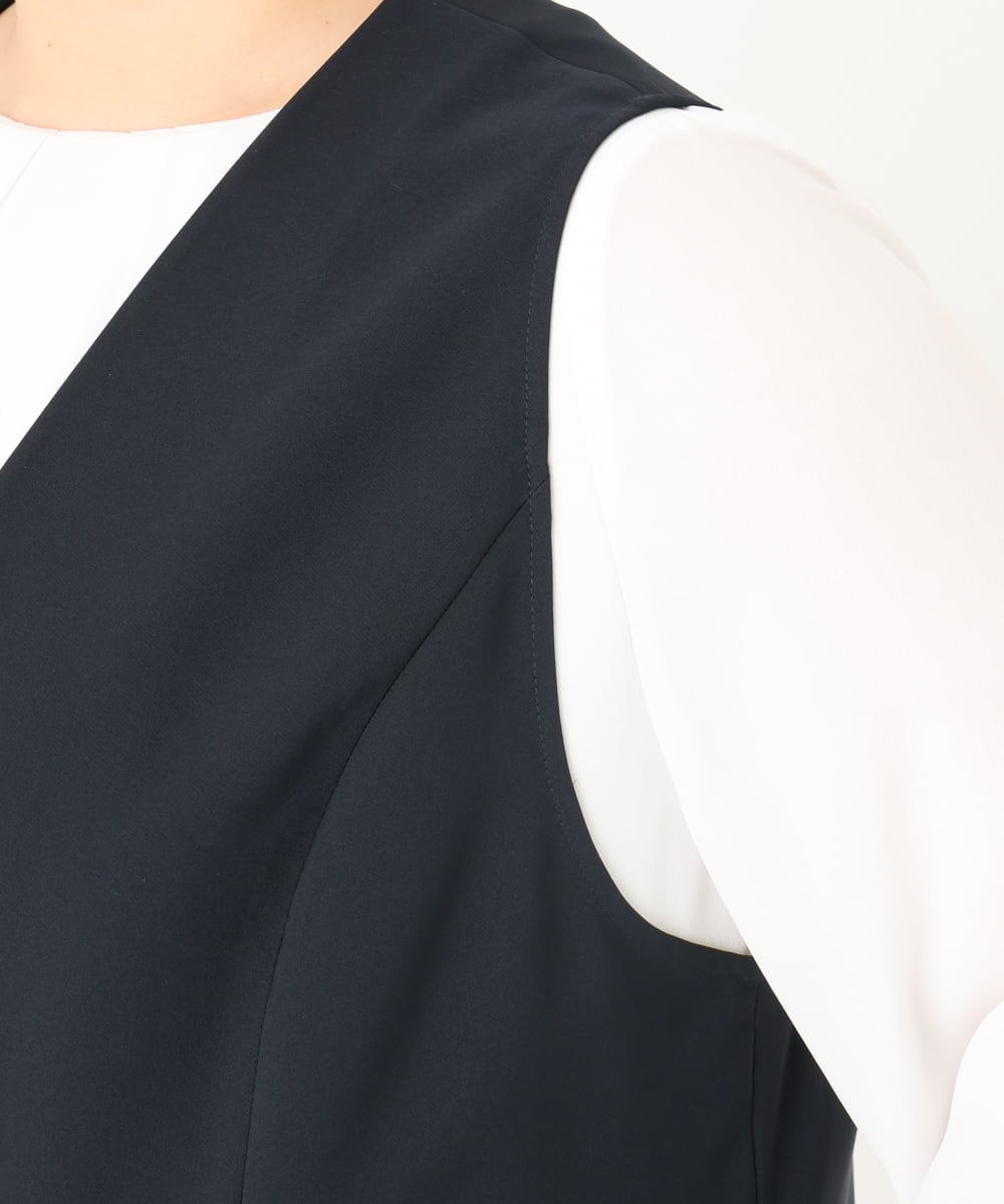 OLJDA02159 eur3(エウルキューブ) 【大きいサイズ/セットアップ対応】WクロスストレッチVネックジレ ネイビー(57)