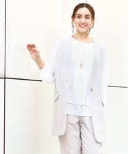 OLJDA02159 eur3(エウルキューブ) 【大きいサイズ/セットアップ対応】WクロスストレッチVネックジレ グレージュ(89)