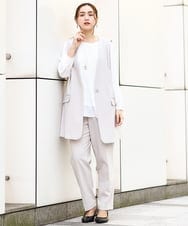 OLJDA02159 eur3(エウルキューブ) 【大きいサイズ/セットアップ対応】WクロスストレッチVネックジレ グレージュ(89)