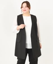 OLJDA02159 eur3(エウルキューブ) 【大きいサイズ/セットアップ対応】WクロスストレッチVネックジレ ブラック(94)