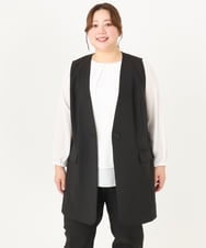 OLJDA02159 eur3(エウルキューブ) 【大きいサイズ/セットアップ対応】WクロスストレッチVネックジレ ブラック(94)