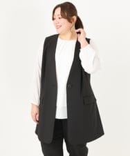 OLJDA02159 eur3(エウルキューブ) 【大きいサイズ/セットアップ対応】WクロスストレッチVネックジレ ブラック(94)