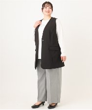 OLJDA02159 eur3(エウルキューブ) 【大きいサイズ/セットアップ対応】WクロスストレッチVネックジレ ブラック(94)