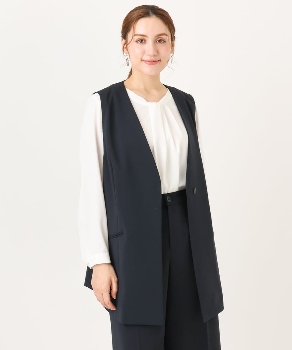 OLJDD02159 eur3(エウルキューブ) 【大きいサイズ】WクロスVネックジレ ネイビー(57)