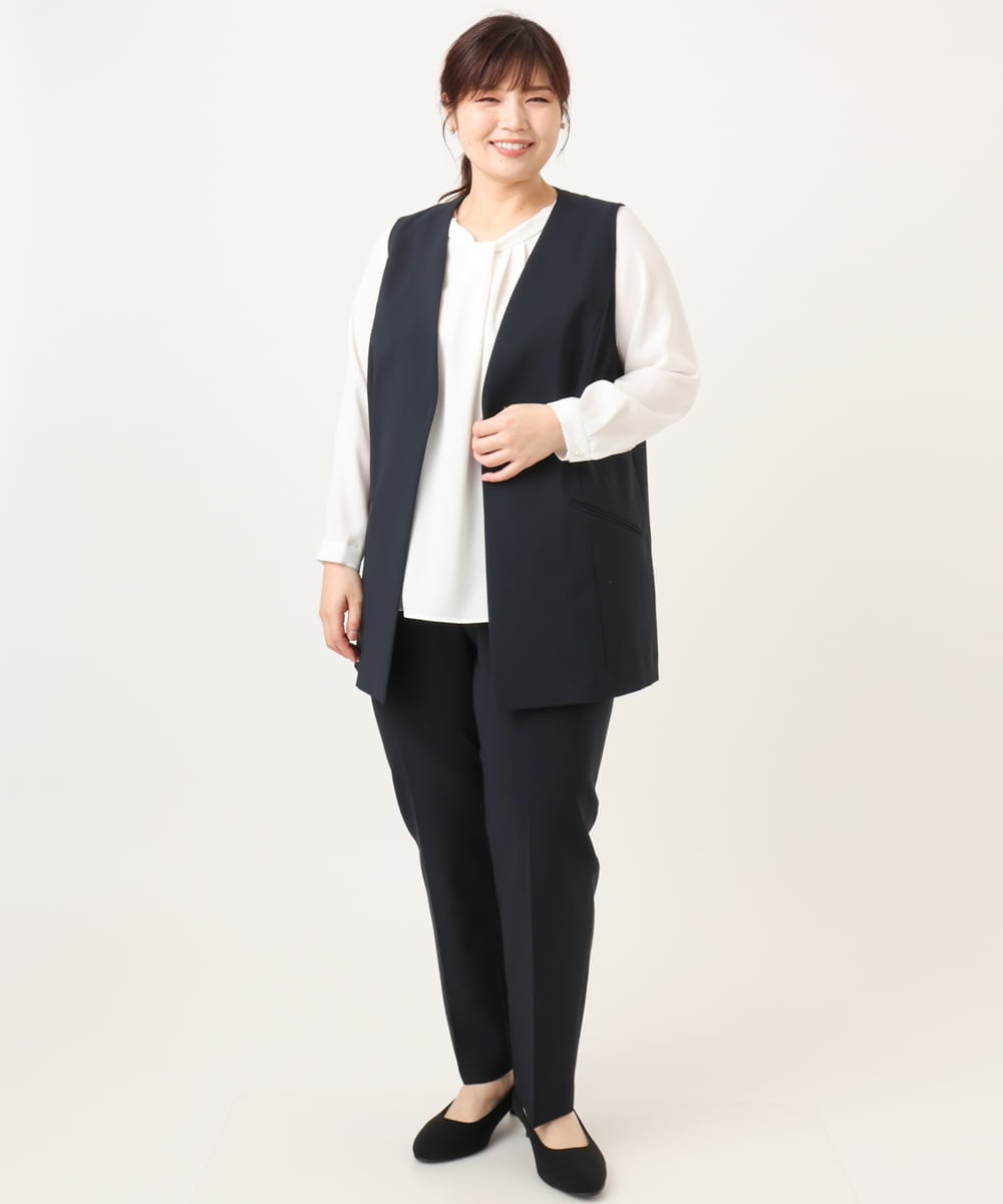 OLJDD02159 eur3(エウルキューブ) 【大きいサイズ】WクロスVネックジレ ネイビー(57)