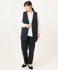 OLJDD02159 eur3(エウルキューブ) 【大きいサイズ】WクロスVネックジレ ネイビー(57)