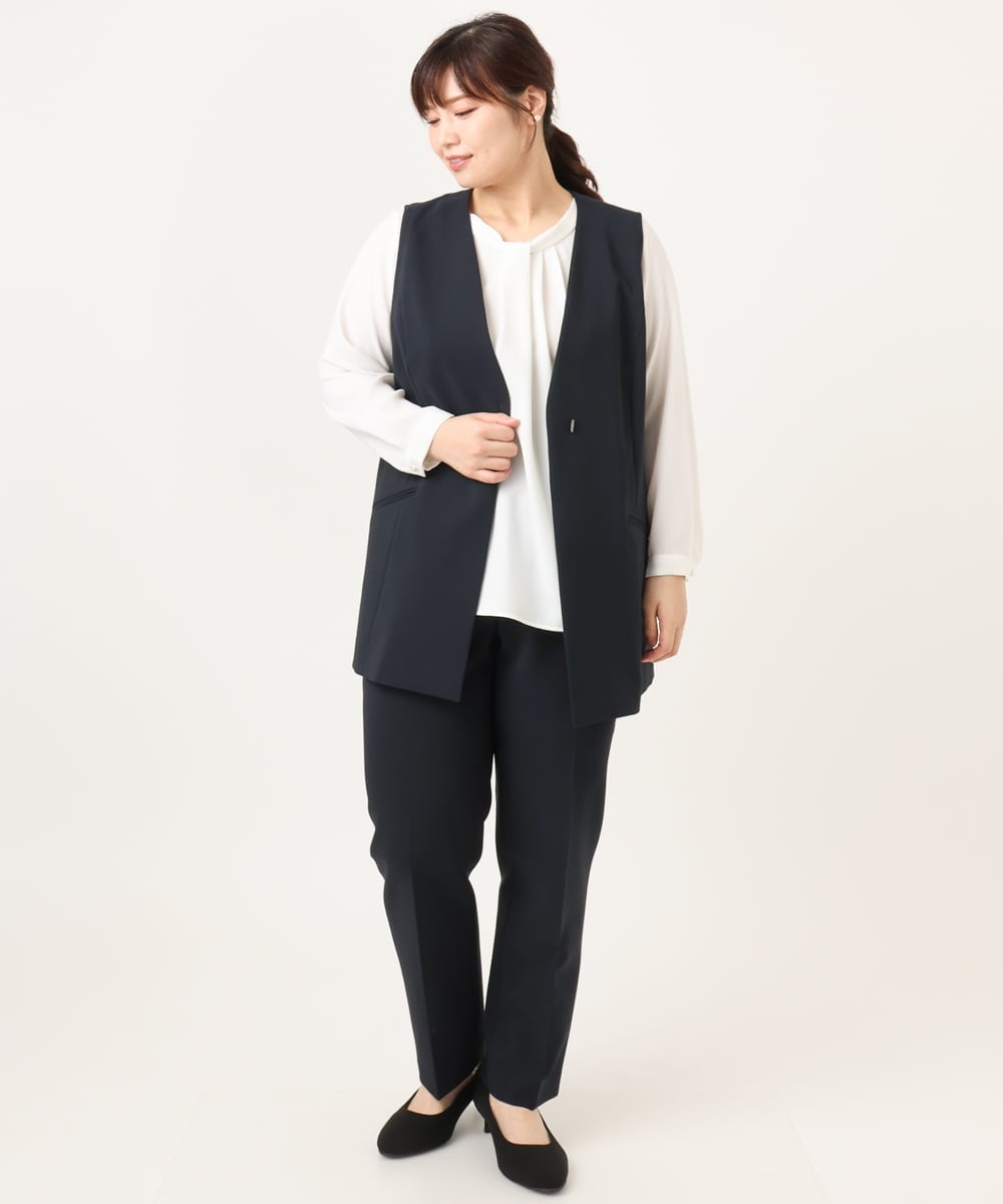 OLJDD02159 eur3(エウルキューブ) 【大きいサイズ】WクロスVネックジレ ネイビー(57)