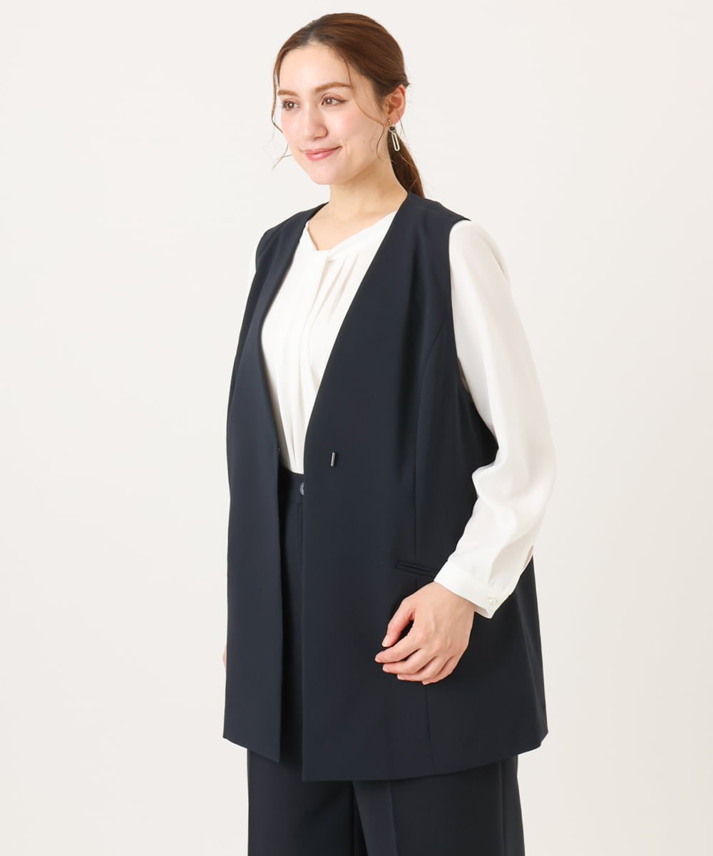 OLJDD02159 eur3(エウルキューブ) 【大きいサイズ】WクロスVネックジレ ネイビー(57)