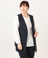 OLJDD02159 eur3(エウルキューブ) 【大きいサイズ】WクロスVネックジレ ネイビー(57)