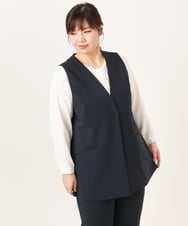 OLJDD02159 eur3(エウルキューブ) 【大きいサイズ】WクロスVネックジレ ネイビー(57)