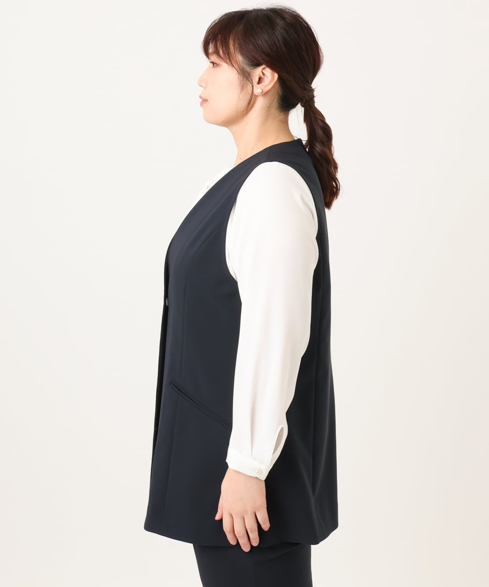 OLJDD02159 eur3(エウルキューブ) 【大きいサイズ】WクロスVネックジレ ネイビー(57)