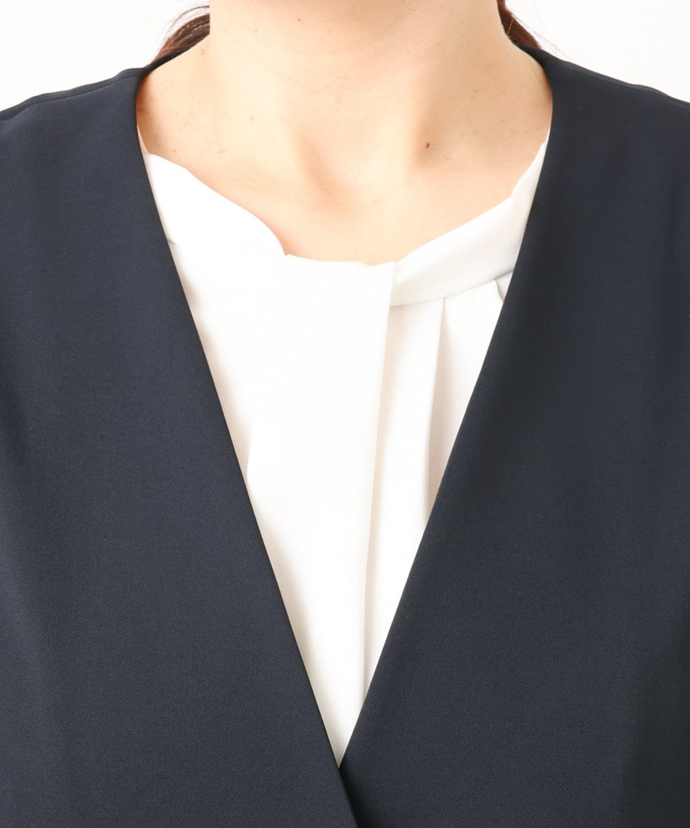 OLJDD02159 eur3(エウルキューブ) 【大きいサイズ】WクロスVネックジレ ネイビー(57)