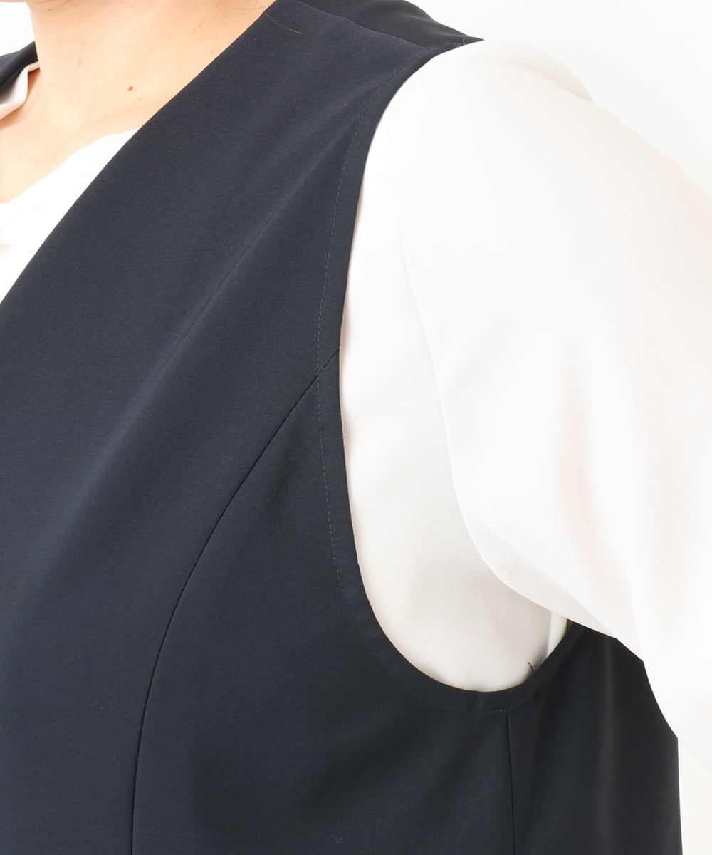 OLJDD02159 eur3(エウルキューブ) 【大きいサイズ】WクロスVネックジレ ネイビー(57)