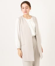 OLJDD02159 eur3(エウルキューブ) 【大きいサイズ】WクロスVネックジレ グレージュ(89)