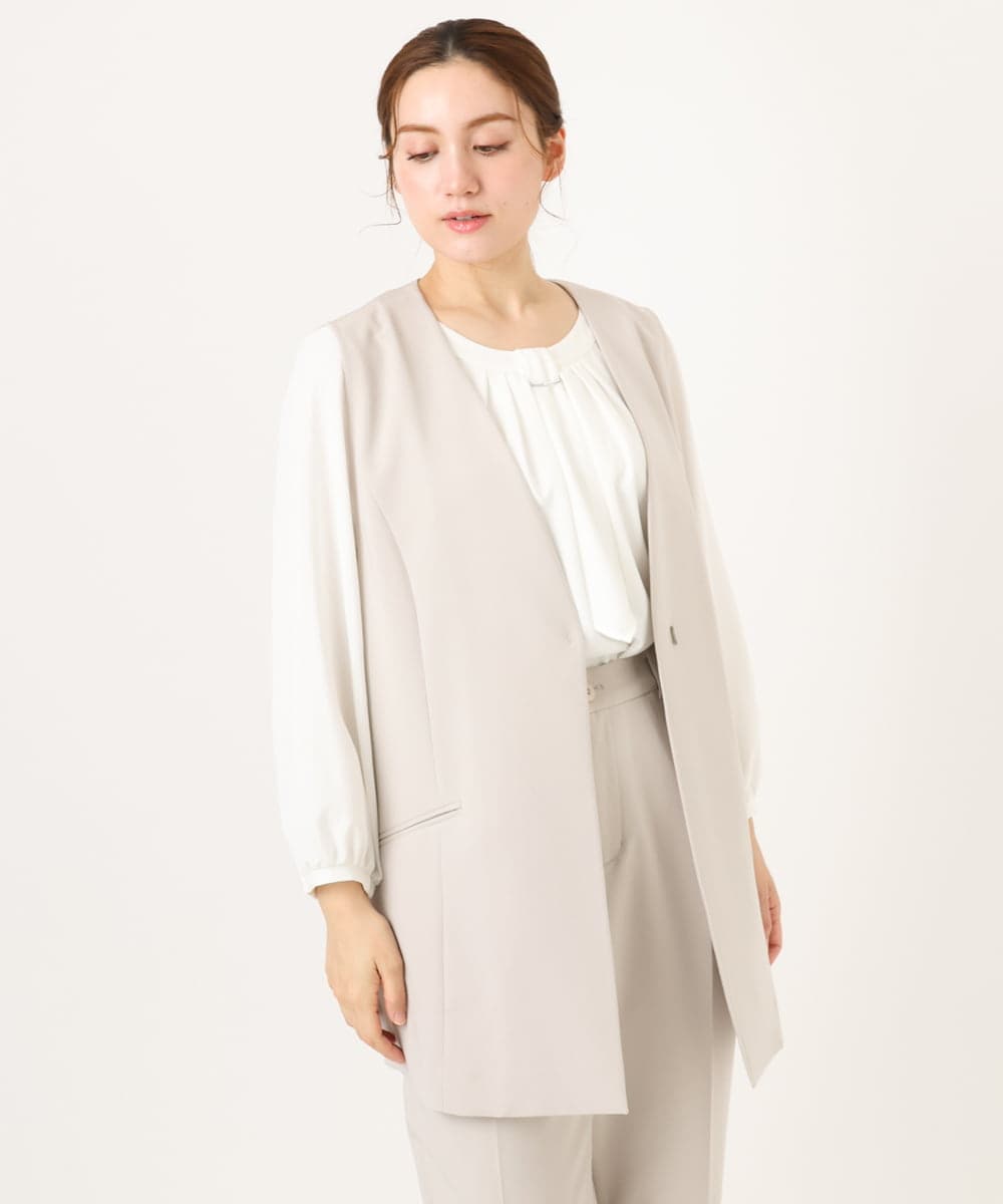 OLJDD02159 eur3(エウルキューブ) 【大きいサイズ】WクロスVネックジレ グレージュ(89)