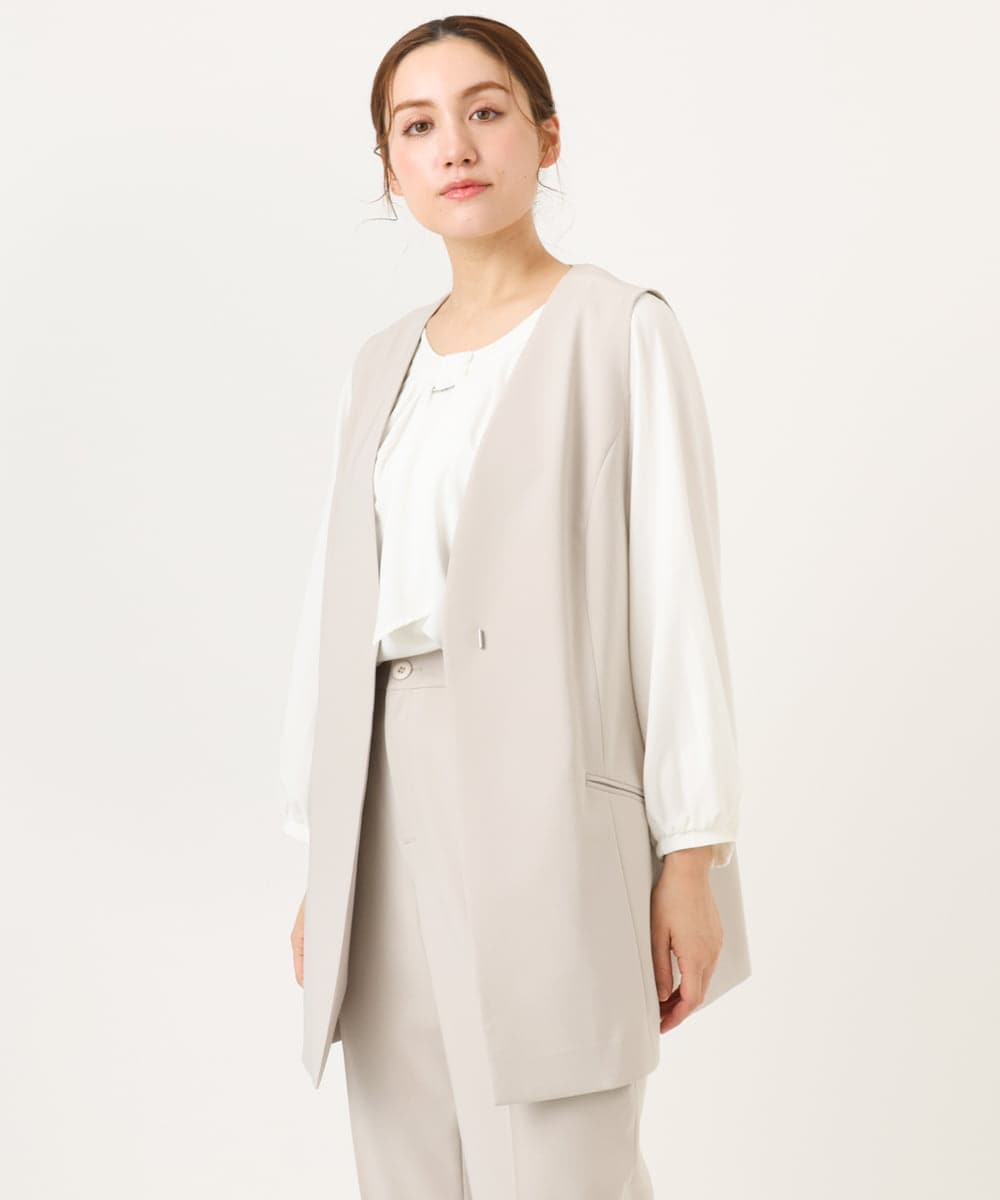 OLJDD02159 eur3(エウルキューブ) 【大きいサイズ】WクロスVネックジレ グレージュ(89)