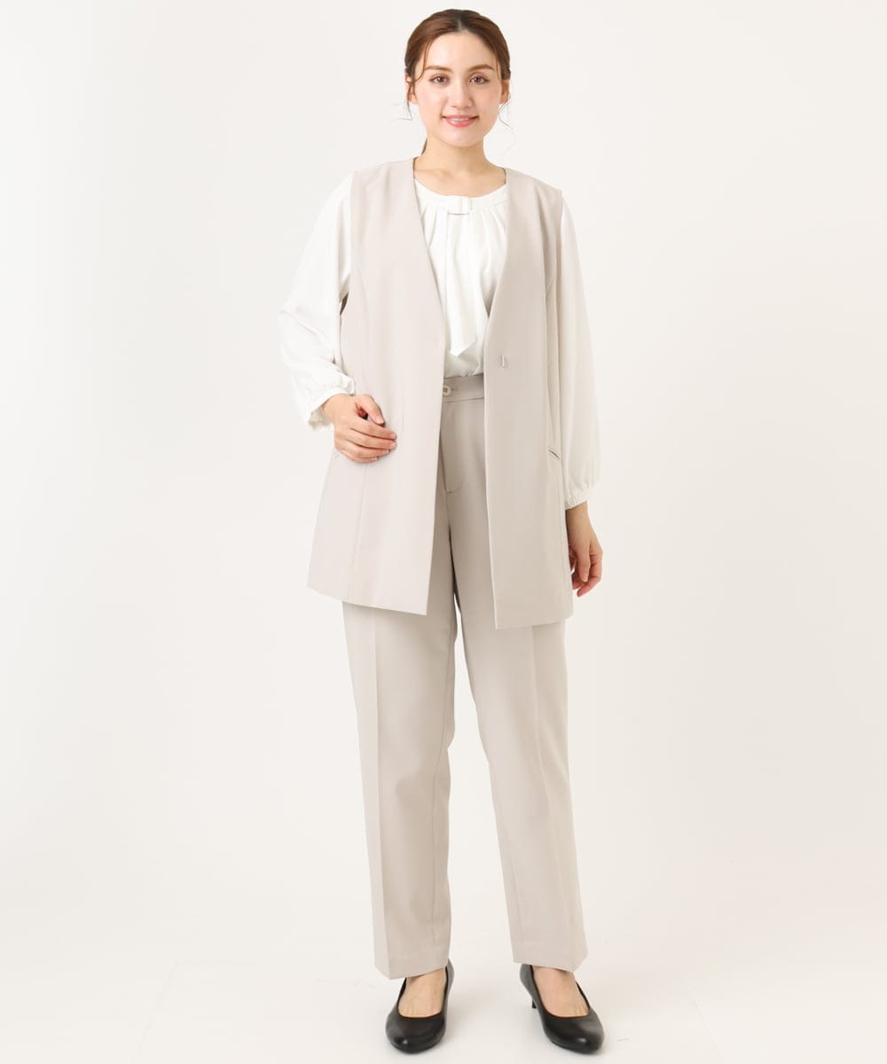 OLJDD02159 eur3(エウルキューブ) 【大きいサイズ】WクロスVネックジレ グレージュ(89)