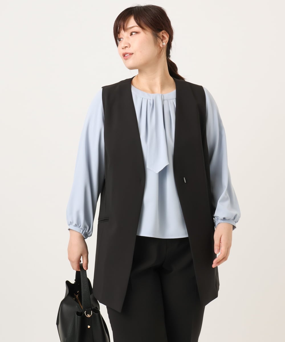 OLJDD02159 eur3(エウルキューブ) 【大きいサイズ】WクロスVネックジレ ブラック(94)