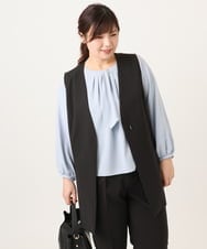 OLJDD02159 eur3(エウルキューブ) 【大きいサイズ】WクロスVネックジレ ブラック(94)