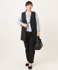 OLJDD02159 eur3(エウルキューブ) 【大きいサイズ】WクロスVネックジレ ブラック(94)