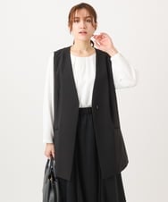 OLJDD02159 eur3(エウルキューブ) 【大きいサイズ/11号サイズあり/洗える/セットアップ対応】WクロスVネックジレ ブラック(94)