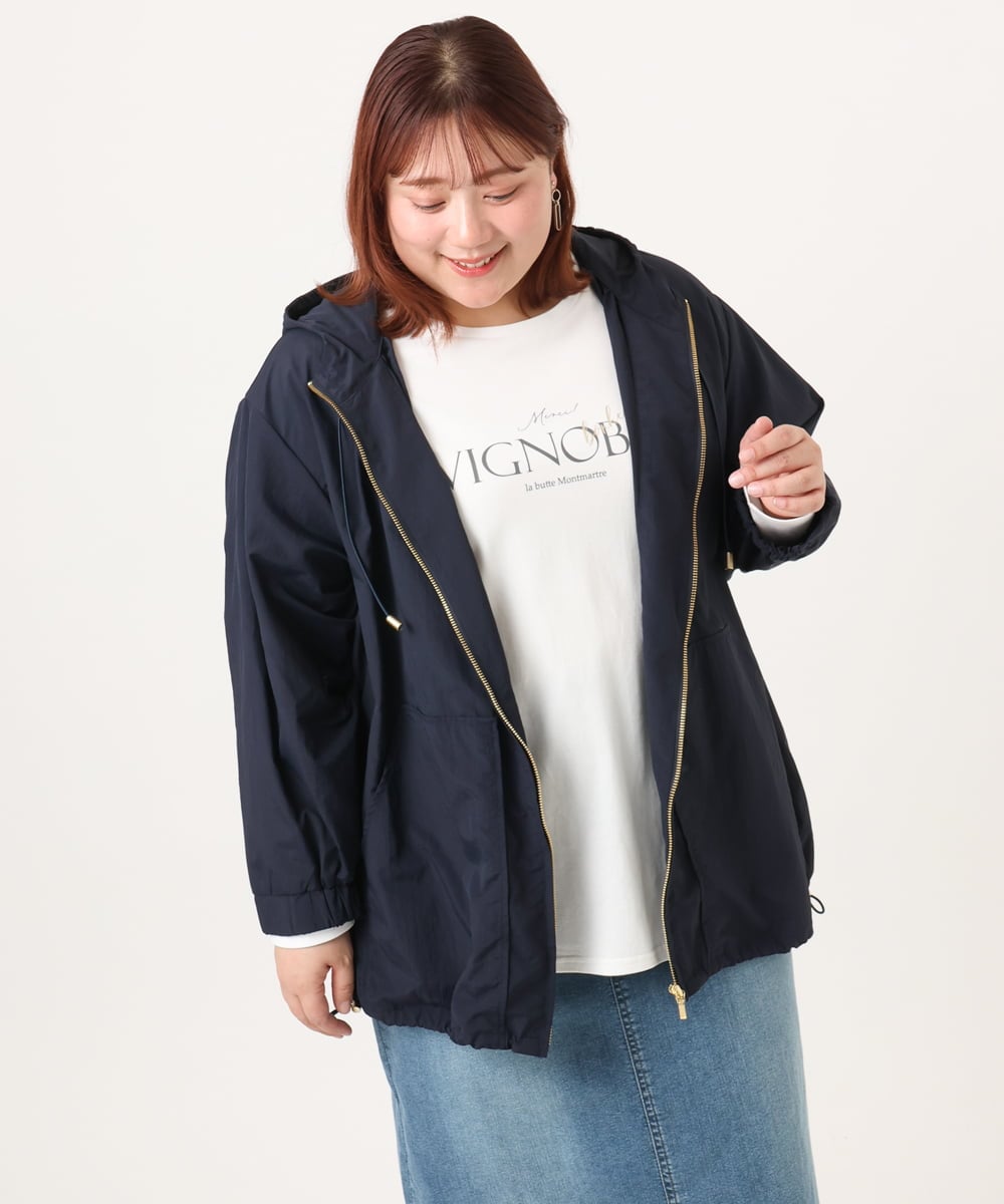 OLJDD03169 eur3(エウルキューブ) 【WEB先行販売】【大きいサイズ/撥水/花粉ガード】マウンテンパーカー ネイビー