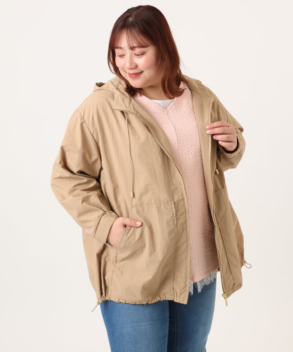 OLJDD03169 eur3(エウルキューブ) 【WEB先行販売】【大きいサイズ/撥水/花粉ガード】マウンテンパーカー ベージュ