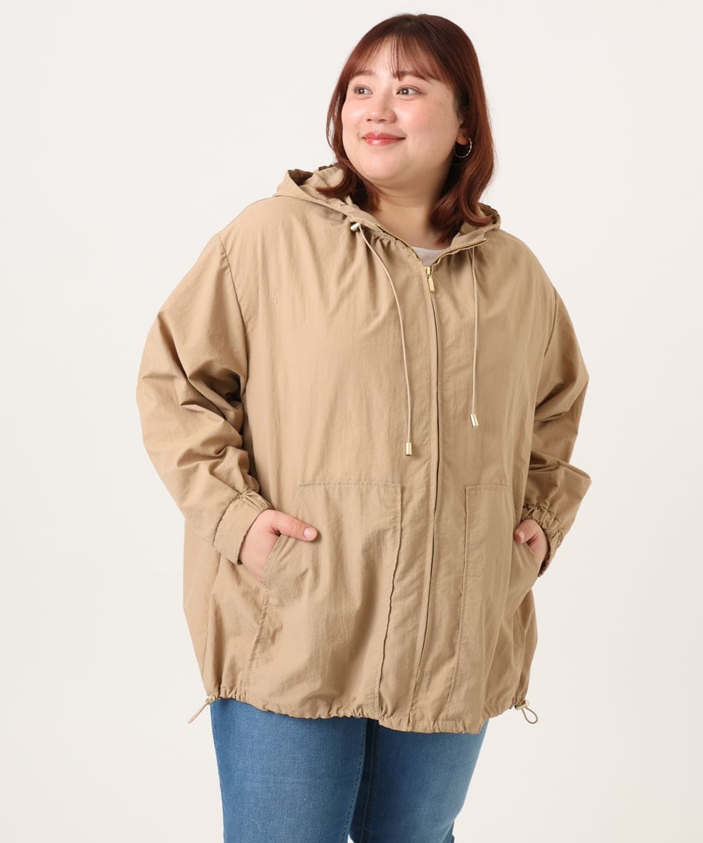 OLJDD03169 eur3(エウルキューブ) 【WEB先行販売】【大きいサイズ/撥水/花粉ガード】マウンテンパーカー ベージュ