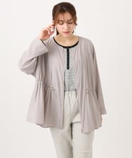 OLJDD06179 eur3(エウルキューブ) 【大きいサイズ】シア―ギャザーブルゾン グレージュ(89)