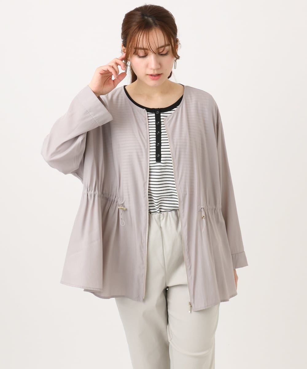 OLJDD06179 eur3(エウルキューブ) 【大きいサイズ】シア―ギャザーブルゾン グレージュ(89)