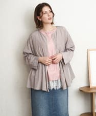 OLJDD06179 eur3(エウルキューブ) 【WEB先行販売】【大きいサイズ】シア―ギャザーブルゾン グレージュ(89)