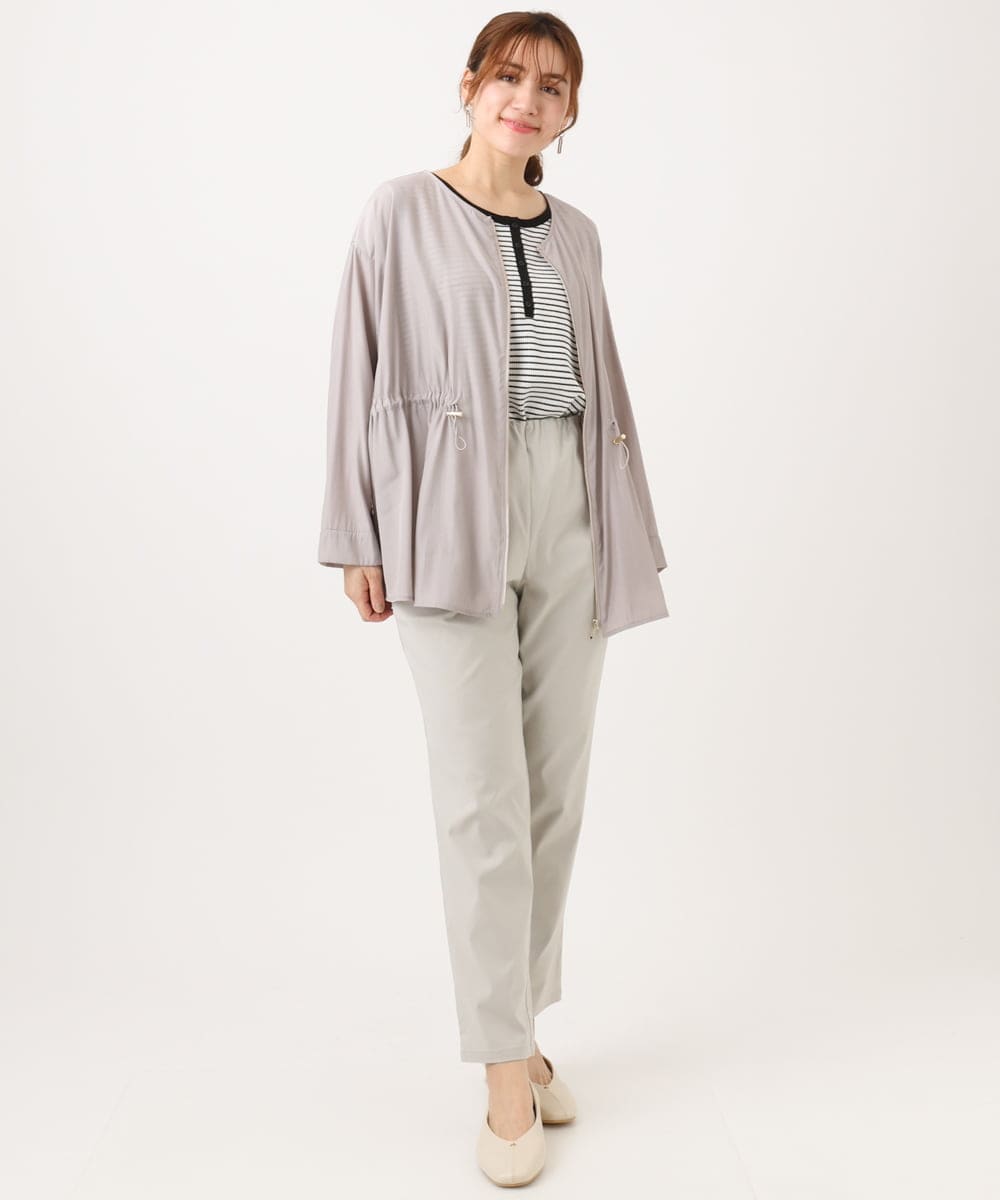 OLJDD06179 eur3(エウルキューブ) 【大きいサイズ】シア―ギャザーブルゾン グレージュ(89)