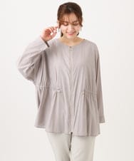 OLJDD06179 eur3(エウルキューブ) 【大きいサイズ】シア―ギャザーブルゾン グレージュ(89)