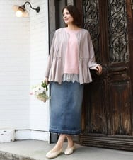 OLJDD06179 eur3(エウルキューブ) 【WEB先行販売】【大きいサイズ】シア―ギャザーブルゾン グレージュ(89)