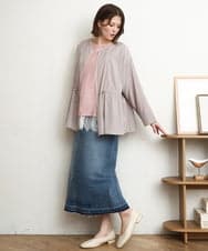 OLJDD06179 eur3(エウルキューブ) 【WEB先行販売】【大きいサイズ】シア―ギャザーブルゾン グレージュ(89)