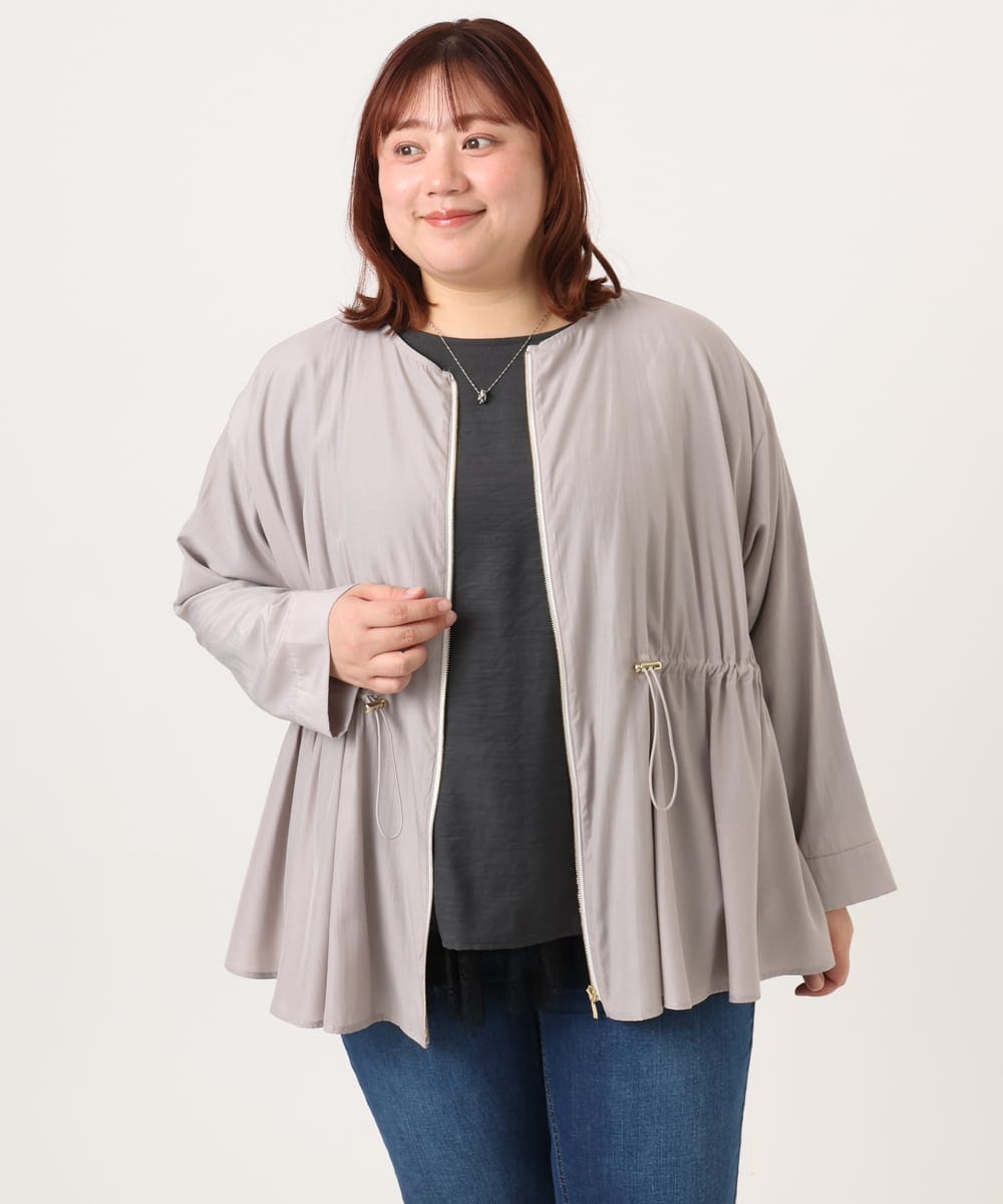 OLJDD06179 eur3(エウルキューブ) 【WEB先行販売】【大きいサイズ】シア―ギャザーブルゾン グレージュ(89)