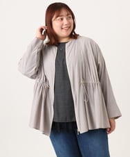 OLJDD06179 eur3(エウルキューブ) 【WEB先行販売】【大きいサイズ】シア―ギャザーブルゾン グレージュ(89)