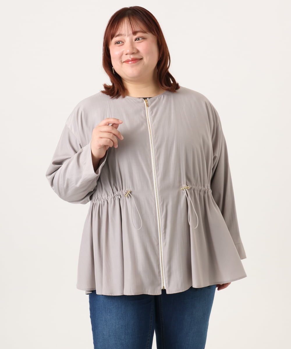 OLJDD06179 eur3(エウルキューブ) 【WEB先行販売】【大きいサイズ】シア―ギャザーブルゾン グレージュ(89)